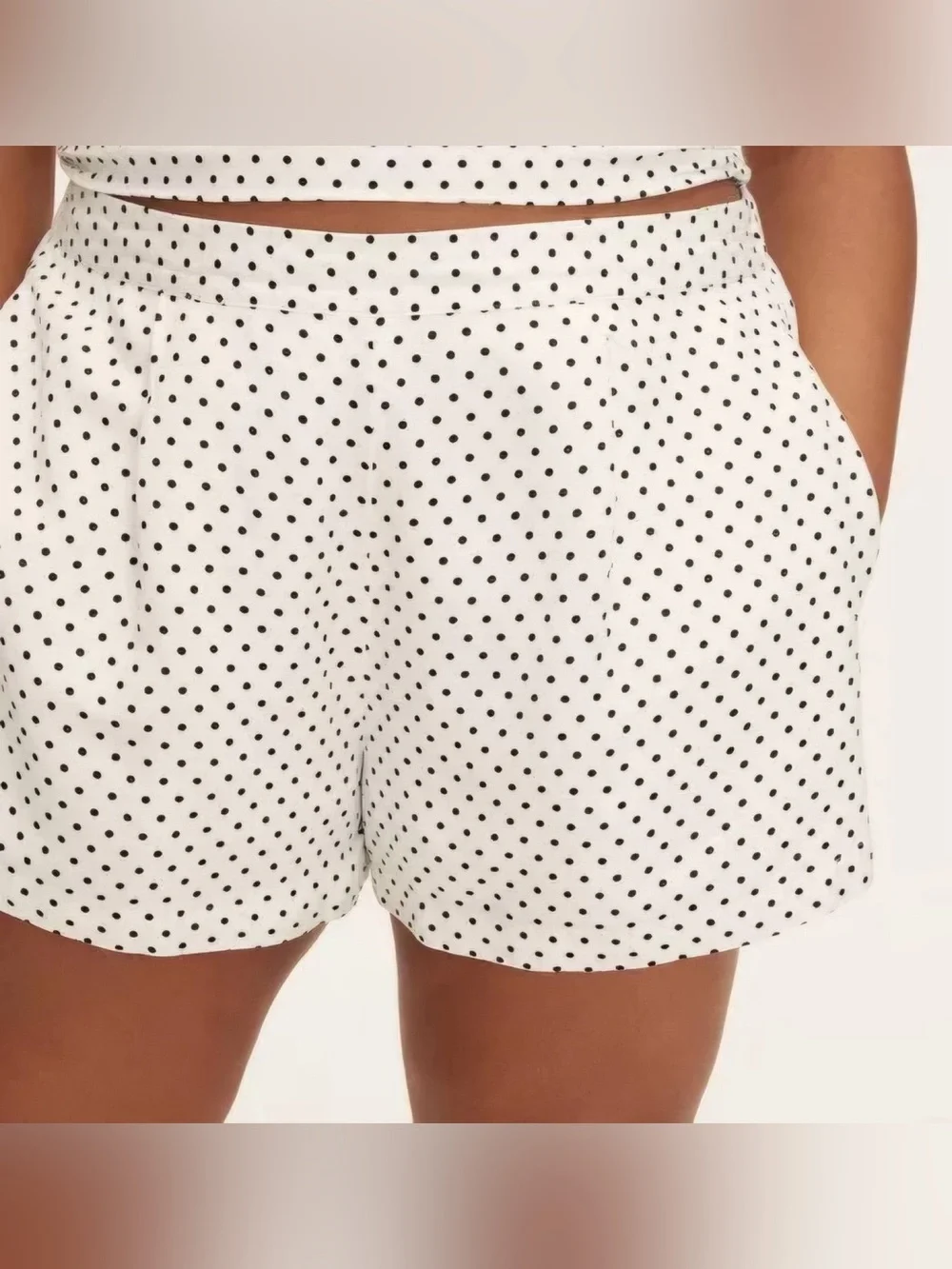 Kate Spade For Target Linen Blend Lined White Polka Dot Pull On Shorts M